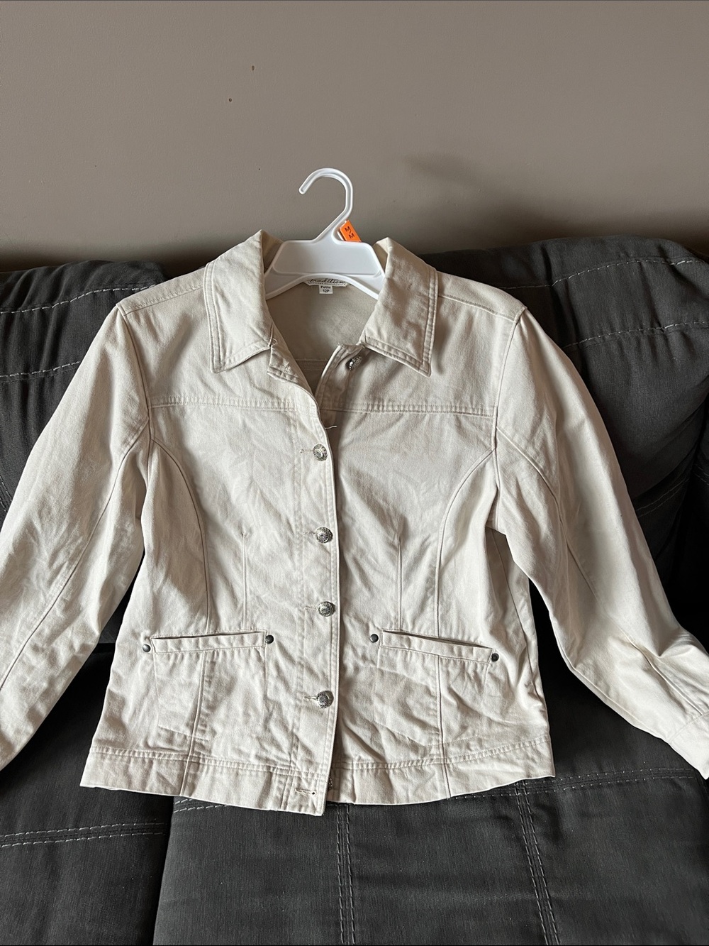Tradition Country Collection Women's Beige Button-Up 💯 Cotton Jacket. Medium 12P